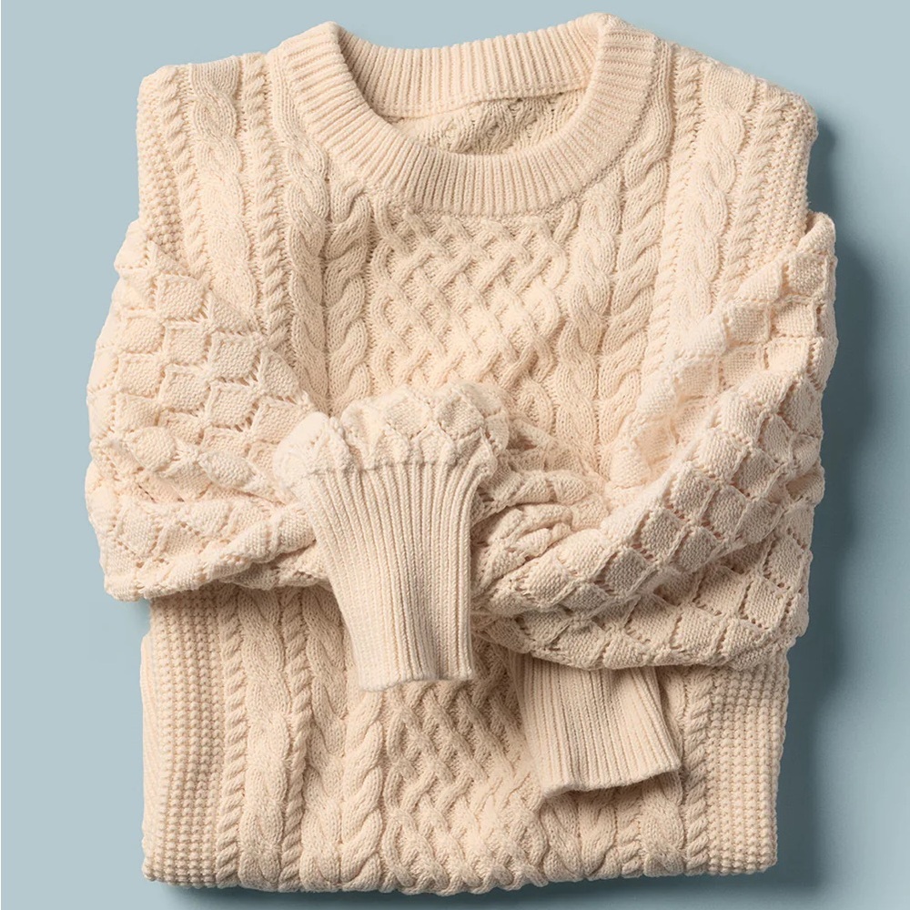 525 America Textured Knit Cream Sweater - Picture 3 of 8